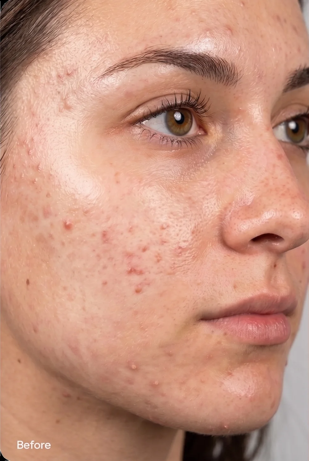 Acne and congestion before treatment