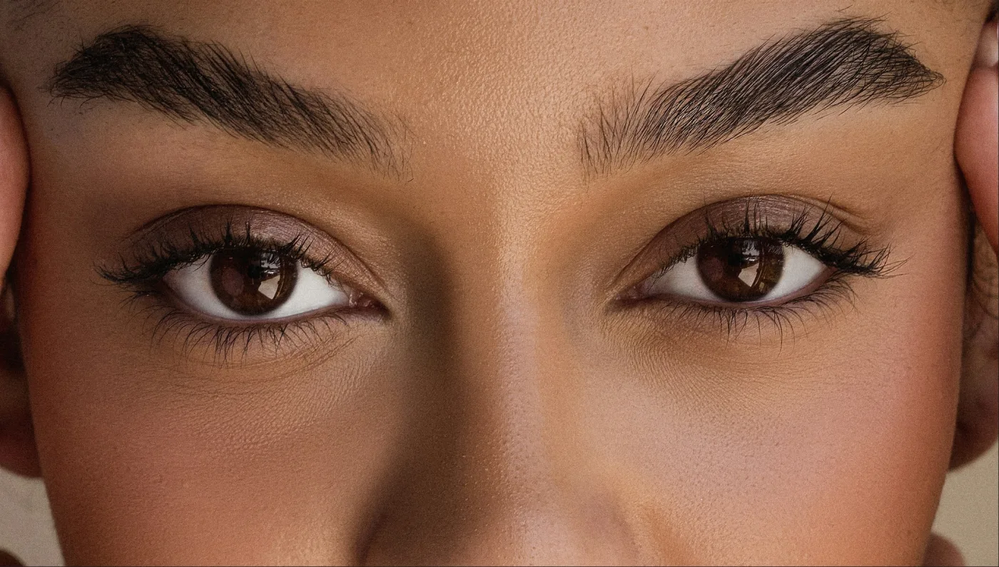 Close-up of naturally shaped brows and eyes