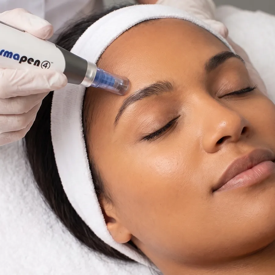 Dermapen 4 skin needling being performed on the forehead