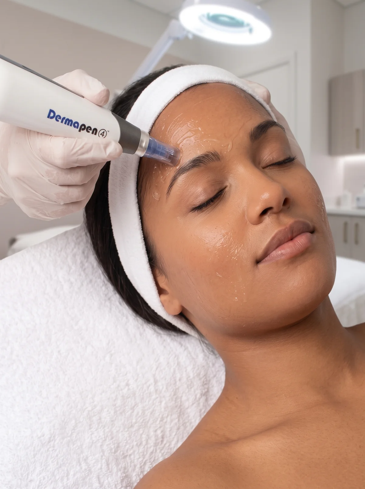 Dermapen 4 skin needling being performed on the forehead