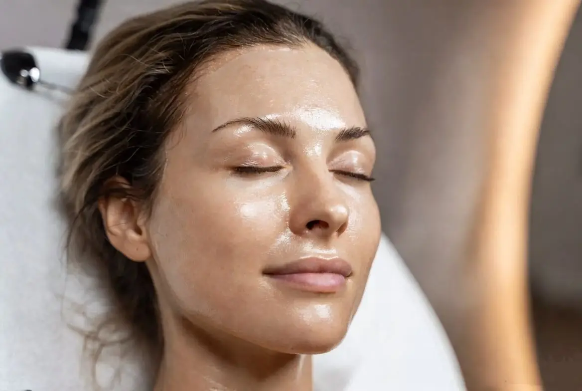 Freshly treated glowing skin after a professional peel