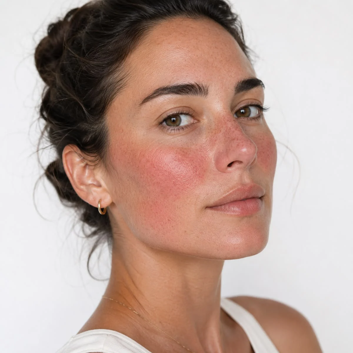 Persistent redness across the cheeks and nose